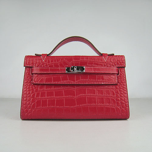 AAA Hermes Kelly 22 CM France Veins Leather Handbag Red H008 On Sale - Click Image to Close